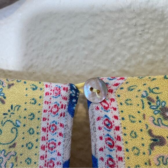 Sundance Yellow Purple Floral Sleeveless Shift Dress Womens 14 Modest Summer - Picture 7 of 10